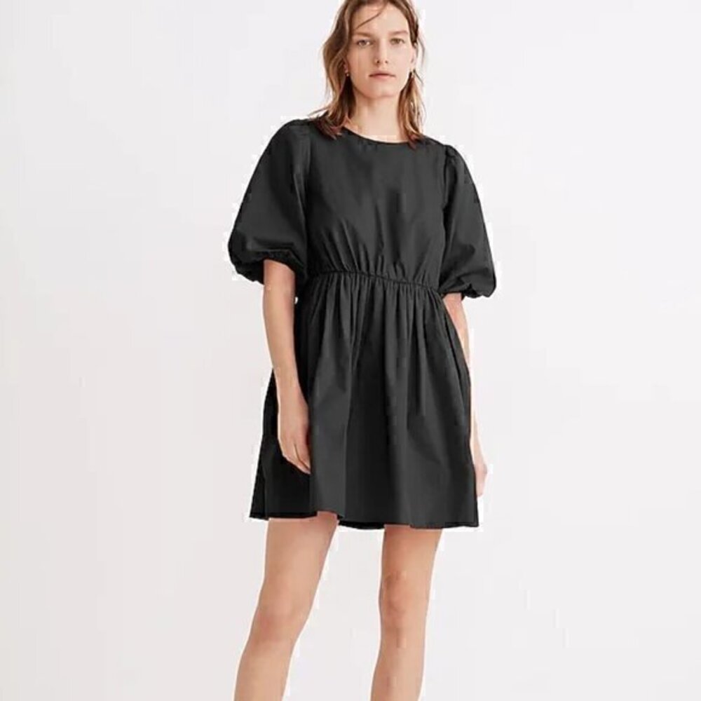 Madewell Poplin Bubble-Sleeve Mini Dress